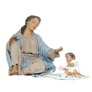 Mamma che Gioca con Bimbo Seduta a Terra