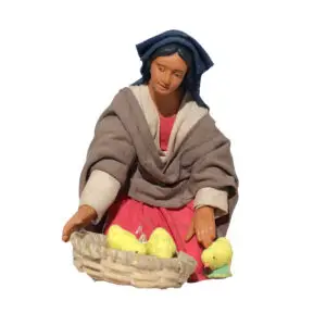 Donna Inginocchiata con Cesto Pulcini