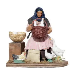 Donna Seduta con Oche e Galline