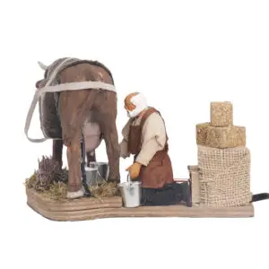 Uomo Che Munge Con Mucca