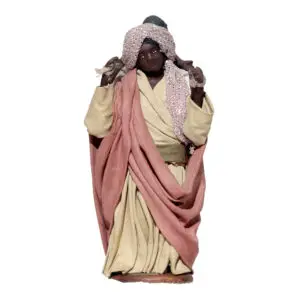 Mora Con Cesto Bimbo Dietro Le Spalle