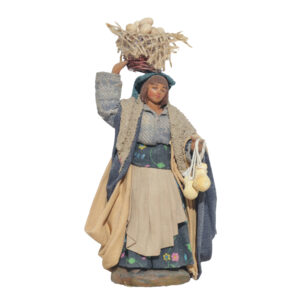 Donna Cesto Uova Testa E Formaggi Mano