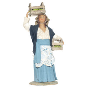 Donna Cassetta Frutta  Testa E Mano