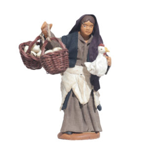 Donna Con Gallina E Cestini Uova