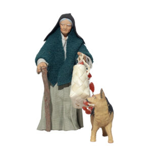 Donna con borsa , salsiccia e cane